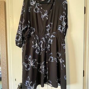 City Chic Black and White Floral Midi Dress